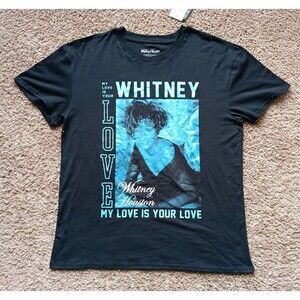 Whitney Houston T-Shirt Women's Large Graphic Print Black Short Sleeve